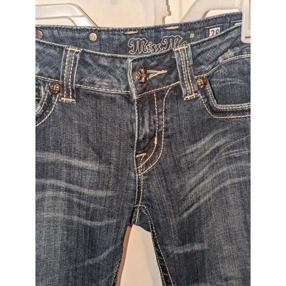 Miss Me Jeans Womens 28 Blue Bootcut Mid Rise Embroidered Denim JP5010B - Picture 3 of 16